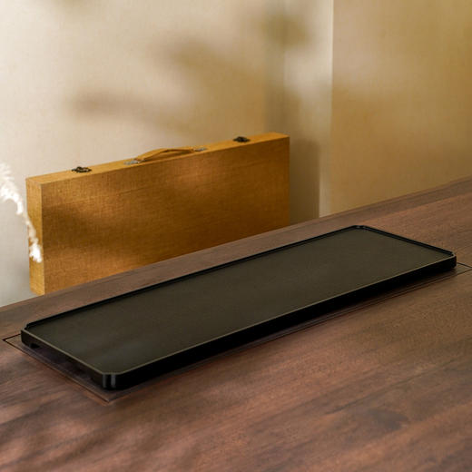 陆羽苏窗茶盘 乌金石茶盘轻奢现代家用干泡台乌金石茶具托盘茶台石板 商品图7