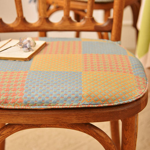经典威尔士格纹椅垫家用四季通用中式实木加厚餐椅防滑坐垫 商品图3