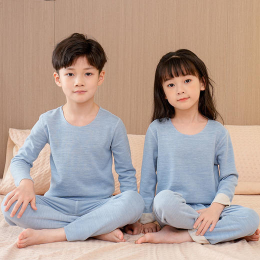 【羊毛蚕丝，一触即热的温暖】儿童羊毛蚕丝保暖内衣中高领男女童睡衣家居加厚宝宝秋衣秋裤套装优异的透气性和柔软度，让孩子们在秋季享受舒适自在的穿着体验 商品图8