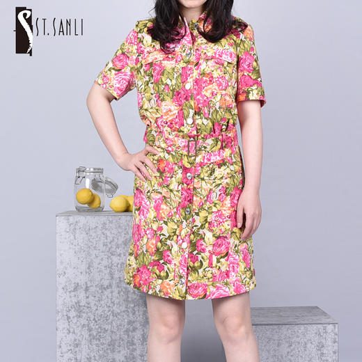 圣三利女装  摩登时尚多彩印花连衣裙SL121L12 商品图3