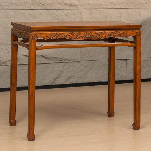 黄花梨束腰罗锅枨马蹄腿螭龙纹半桌 商品图4