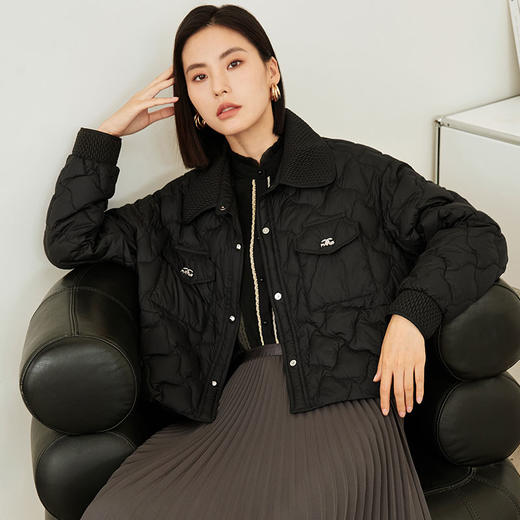 玳莎冬季短款羽绒服女打揽设计感小众翻领保暖外套  DC41304 商品图2