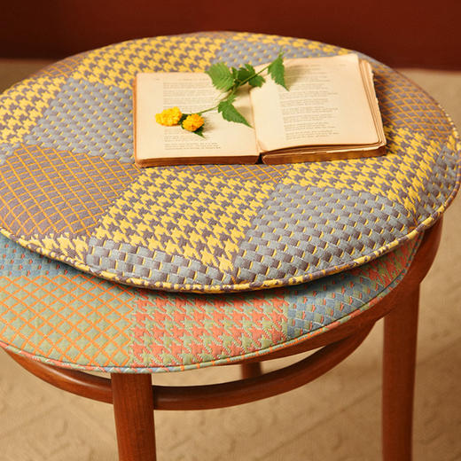 经典威尔士格纹椅垫家用四季通用中式实木加厚餐椅防滑坐垫 商品图2