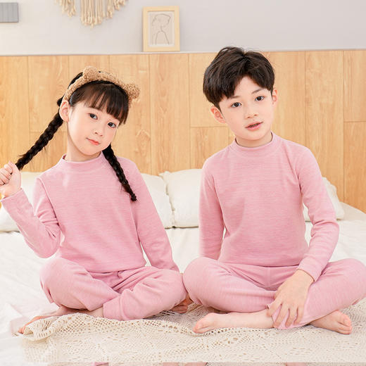 【羊毛蚕丝，一触即热的温暖】儿童羊毛蚕丝保暖内衣中高领男女童睡衣家居加厚宝宝秋衣秋裤套装优异的透气性和柔软度，让孩子们在秋季享受舒适自在的穿着体验 商品图12