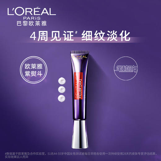 【全球购】【140会员福利】欧莱雅复颜玻尿酸水光充盈全脸淡纹眼霜30ml   商品图0