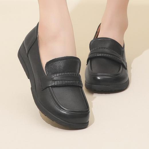 信诺2023春秋鞋女真皮中老年妈妈鞋圆头套脚老人鞋软底平底单鞋23Q2309-3 商品图6