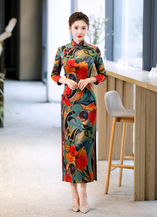 WX-Z01日常时尚改良桑蚕丝旗袍 商品图4