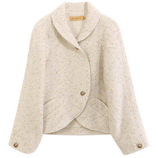 玳莎中式圆弧翻领外套女冬季新款复古设计感小众宽松短款大衣  DD37301 商品图4