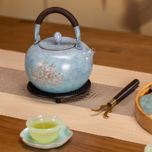 朱炳仁丨月满富贵茶礼套装 1壶1茶盘4茶杯4茶碟 商品图3