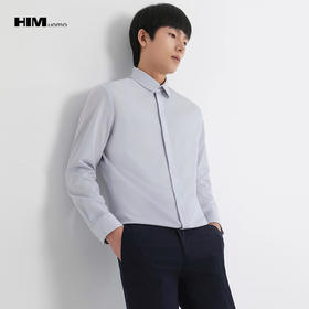 HIM漢崇 商务通勤衬衫男斯文修身上班宴会方领长袖衬衣 2025秋季
