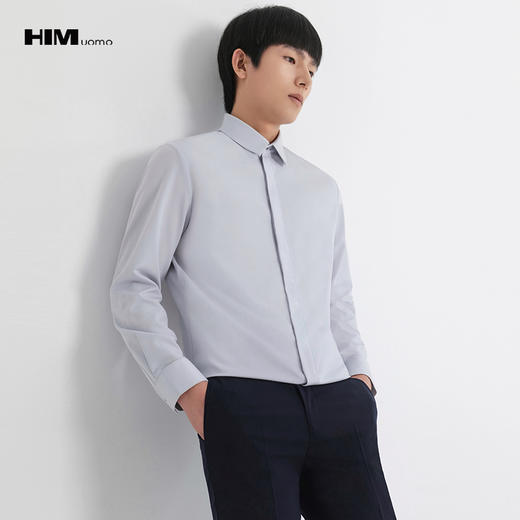 HIM漢崇 商务通勤衬衫男斯文修身上班宴会方领长袖衬衣 2025秋季 商品图0