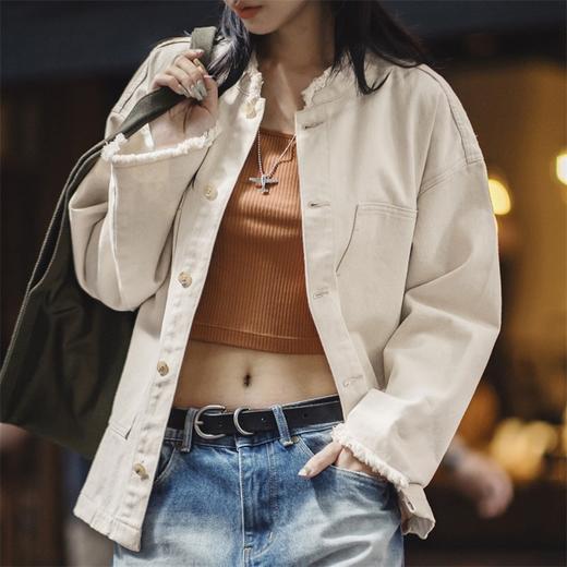 马登女装 美式棉籽壳牛仔外套休闲宽松设计感小众纯棉丹宁夹克秋 商品图2