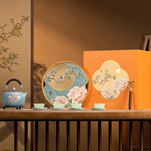 朱炳仁丨月满富贵茶礼套装 1壶1茶盘4茶杯4茶碟 商品图0