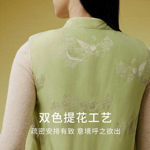 金三塔桑蚕丝保暖背心女新中式优雅立领双色提花秋冬新品棉袄马甲（限价款）  NSFDD735 商品图2