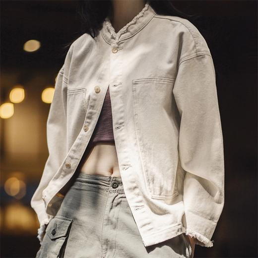马登女装 美式棉籽壳牛仔外套休闲宽松设计感小众纯棉丹宁夹克秋 商品图0