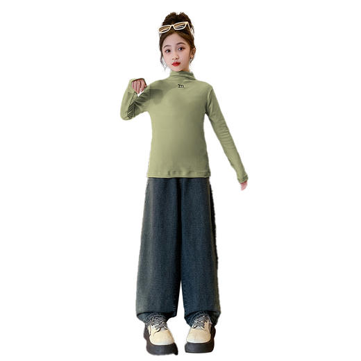 【柔软亲肤，百搭打底衫！】儿童打底衫春秋2023新款韩版洋气中大童保暖半高领女童纯色打底衫lm 商品图4