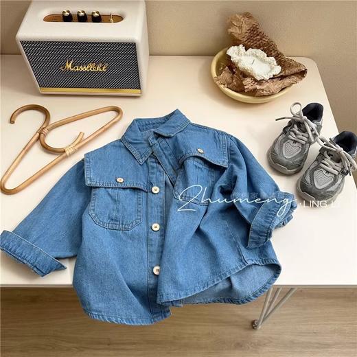 【轻薄透气保暖，设计简约大方！】女童韩版宽松牛仔外套秋季新款港风休闲衬衫薄款牛仔外套潮lm 商品图5