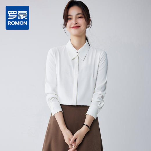 【简约大方】罗蒙四季款女式长袖衬衫时尚有型气质优雅商务职业衬衫女 商品图0