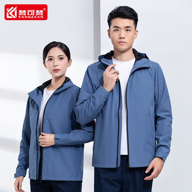 冲锋衣秋冬新款男士工装外套连帽休闲防风户外夹克工作服上衣