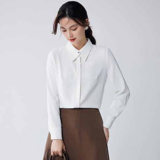 【简约大方】罗蒙四季款女式长袖衬衫时尚有型气质优雅商务职业衬衫女 商品图3