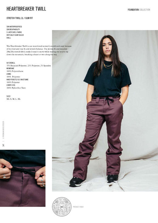 L1 23-24 【HEARTBREAKER TWILL】 WOMENS 2L PANT  HUCKLEBERRY  M 商品图1