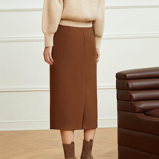 玳莎优雅气质鱼尾半身裙2023冬季新款修身简约纯色复古中长款裙子  DD34305 商品图3