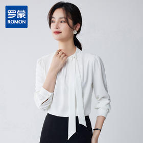 【时尚圆领】罗蒙四季款女式长袖衬衫气质简约大方优雅百搭衬衫女