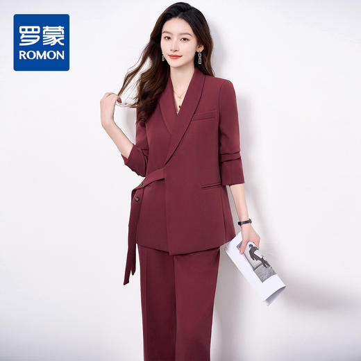 【上衣+裤子】罗蒙女式套装简约百搭得体大方职场通勤西装两件套女 商品图1