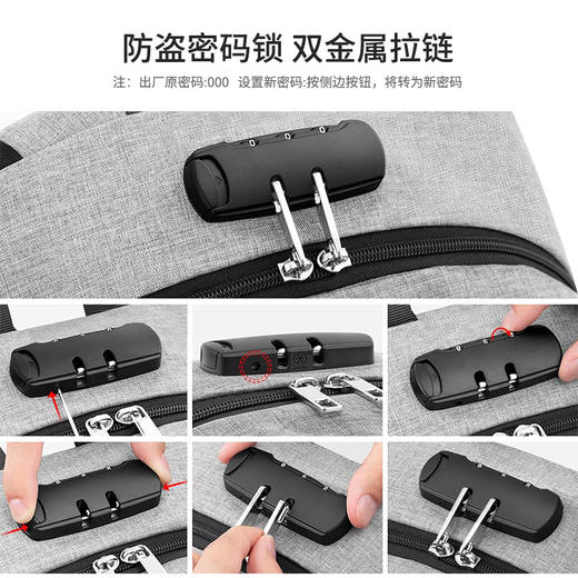 英国 VSNOON 商务笔记本双肩包 带USB充电端口 大容量背包旅行电脑包 商品图3