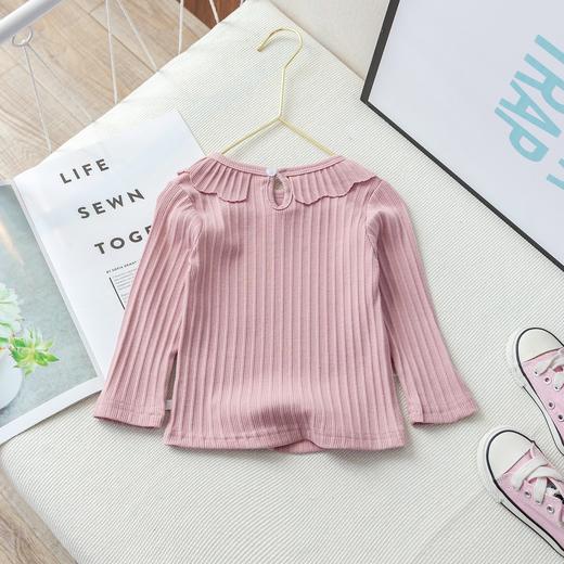 【采用纯棉面料制成，质地薄款透气！】女童长袖T恤2023春季新款儿童纯色薄款长袖打底衫中小童纯棉翻领Tlm 商品图1