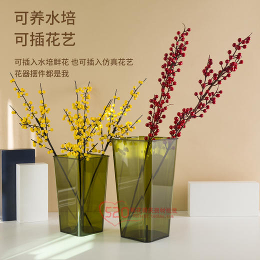 【琳琅】彩色养花桶/方桶/透明亚克力桶（中号/小号） 商品图1