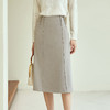 玳莎纯色通勤高腰半身裙秋冬季新款显瘦开叉设计感中长款A字裙  DD34304 商品缩略图0