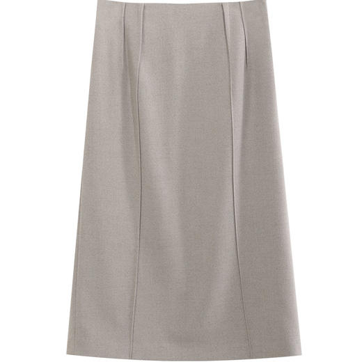 玳莎纯色通勤高腰半身裙秋冬季新款显瘦开叉设计感中长款A字裙  DD34304 商品图6