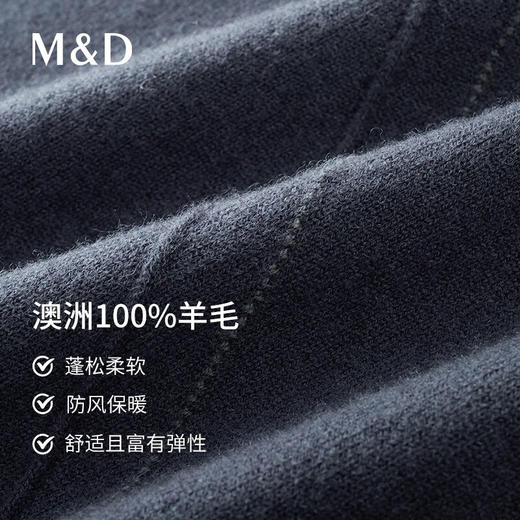 MD名盾圆领羊毛衫男秋季新款纯羊毛保暖上衣商务休闲打底毛衣针织衫0857 商品图3