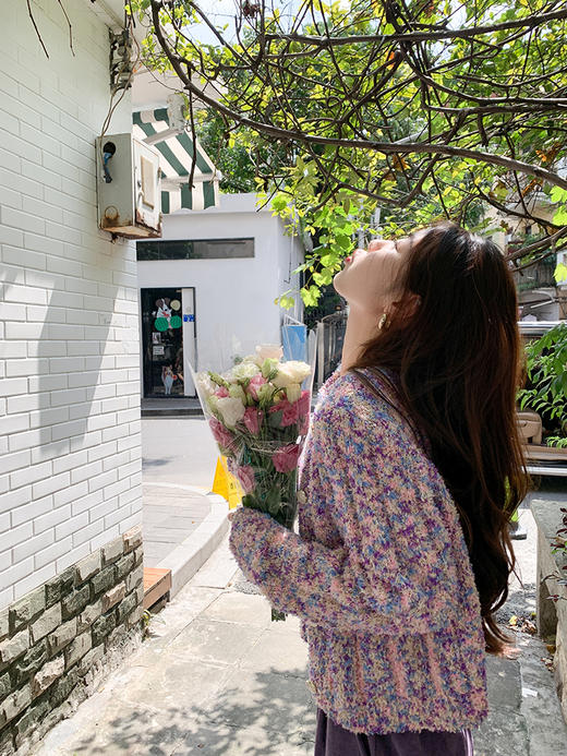 <曾小咸推荐>【浪漫满屋】紫色开衫+白色T+紫色长裤 商品图3