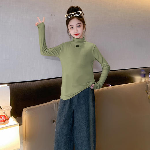 【柔软亲肤，百搭打底衫！】儿童打底衫春秋2023新款韩版洋气中大童保暖半高领女童纯色打底衫lm 商品图6