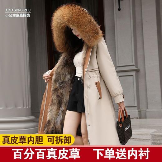 DD-2023新款貉子毛内胆派克服女可拆卸中长款派克服大衣皮外套女冬 商品图4