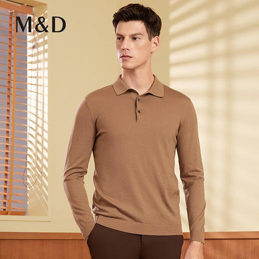 MD名盾羊毛衫男秋季纯羊毛商务休闲亲肤保暖翻领针织毛衫打底毛衣08573 商品图1