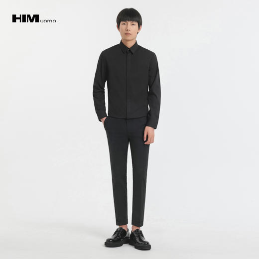 HIM漢崇 商务通勤衬衫男斯文修身上班宴会方领长袖衬衣 2025秋季 商品图1
