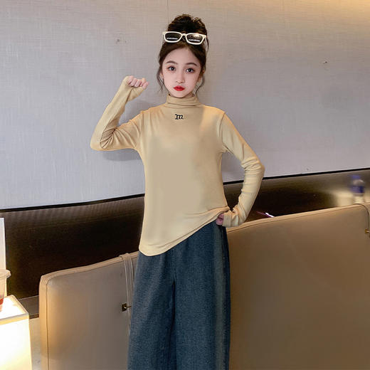 【柔软亲肤，百搭打底衫！】儿童打底衫春秋2023新款韩版洋气中大童保暖半高领女童纯色打底衫lm 商品图9