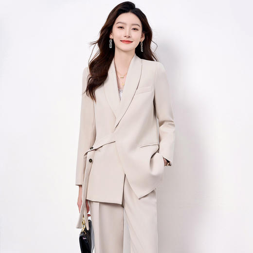 【上衣+裤子】罗蒙女式套装简约百搭得体大方职场通勤西装两件套女 商品图8