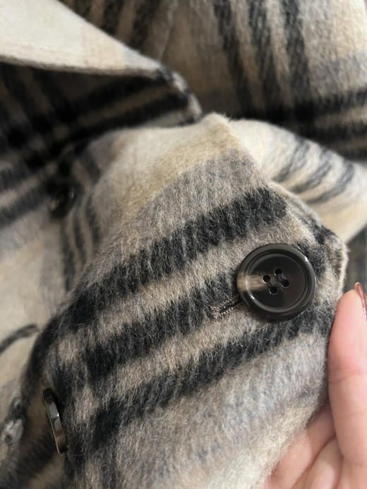 高定版复古格纹拼色大衣 商品图12