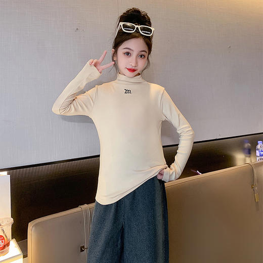 【柔软亲肤，百搭打底衫！】儿童打底衫春秋2023新款韩版洋气中大童保暖半高领女童纯色打底衫lm 商品图8
