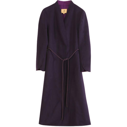 玳莎2023冬季新款羊绒双面呢大衣纯色轻奢收腰显瘦V领中长款外套  DD39307 商品图4