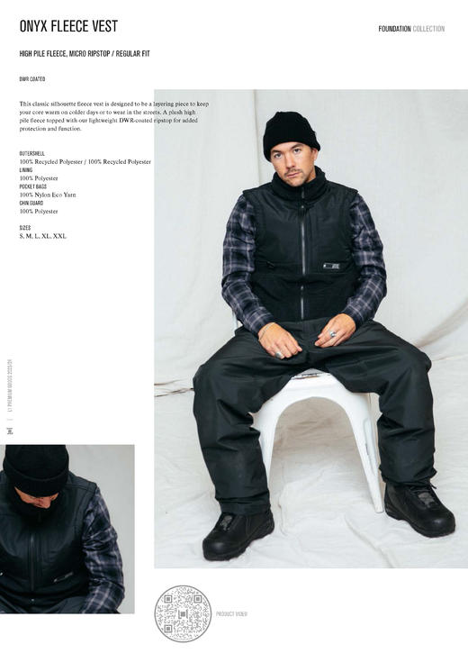 L1 23-24 【ONYX FLEECE VEST】 MENS FLEECE VEST  BLACK  M  L 商品图1