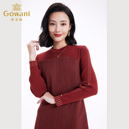 Gowani乔万尼秋冬女士连衣裙长袖修身毛织连衣裙ET1E501103 商品图2