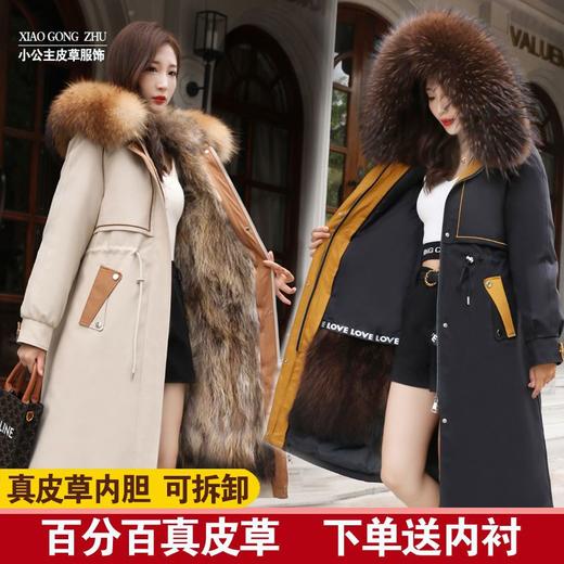 DD-2023新款貉子毛内胆派克服女可拆卸中长款派克服大衣皮外套女冬 商品图0