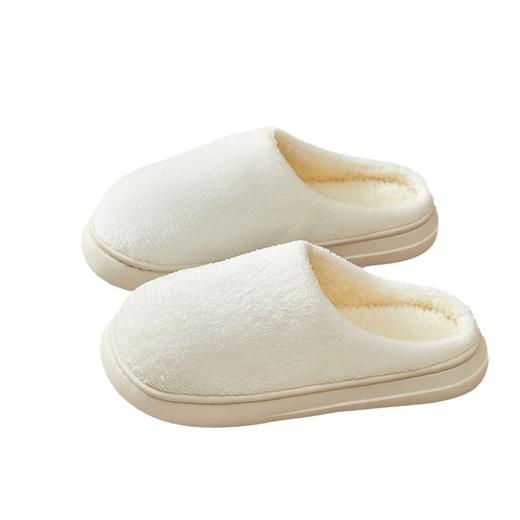 「五色可选！法兰绒材质」厚底冬季纯色情侣法兰绒棉拖鞋 家居室内保暖舒适月子棉拖 男女拖鞋 商品图4