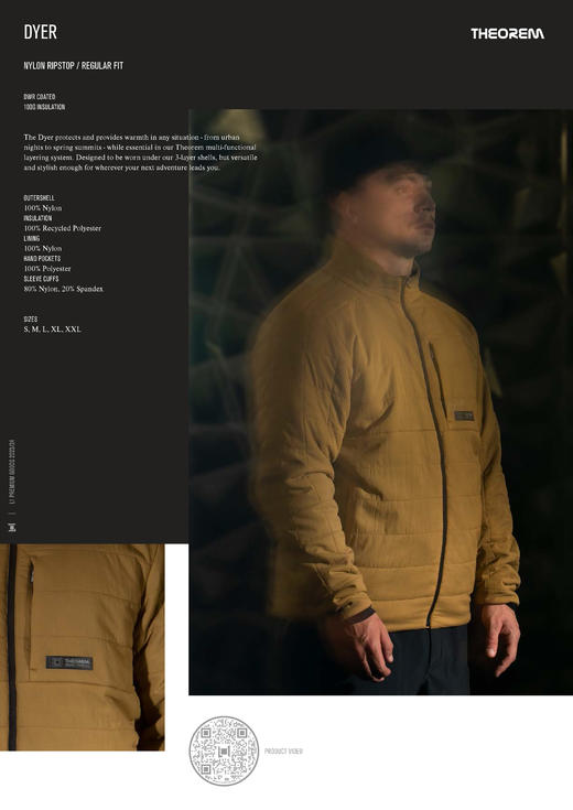 L1 23-24 【DYER】 MENS INSULATE JACKET  BLACK  M 商品图1