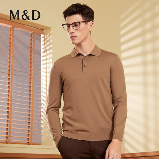 MD名盾羊毛衫男秋季纯羊毛商务休闲亲肤保暖翻领针织毛衫打底毛衣08573 商品图2